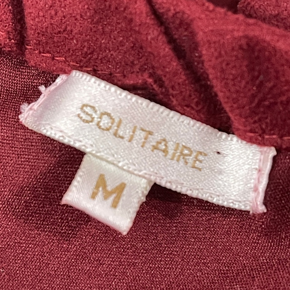 Solitaire Burgundy Embroidered Beaded Boho Chic Skirt Size Medium - Picture 8 of 8